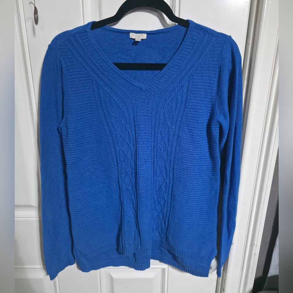 Women's Talbots Blue V-Neck Sweater Size P